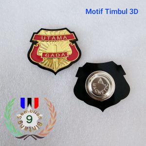 Pin Satpam Gada Utama Akrilik Hitam Motif Timbul 3D