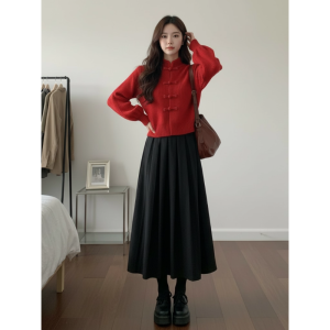 TIANANQI | Slimming Vintage High-Quality Knit Top and High-Waisted Skirt Set