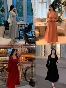 Elegant plus Size Womens Fashion Dress Autumn Winter Slimming Four Colors Gentle White Enhancing Long Sleeve Maxi Dress