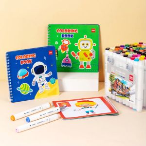 Deli Mini Coloring Book / Buku Mewarnai 12 Motif Kertas 120G Buku Gambar Mini Anak 3 tahun EN074X