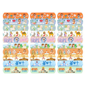10/30pcs Jesus Adhesive PE Bandages Cute Printed Cartoon Style Flexible Waterproof Breathable Bandages Strip Protect Cuts Scrap
