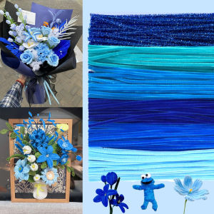 100/300 PCS 6 สีGradient Blueท่อทําความสะอาดChenilleลําต้นท่อทําความสะอาดหัตถกรรมท่อทําความสะอาดชุดสําหรับDIYศิลปะและหัตถกรรม