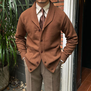 Mr. Lu San Retro Autumn and Winter Warm Designer Niche Knitted Outerwear Kaji Japan fashion Slim fit Casual Cardigan Men
