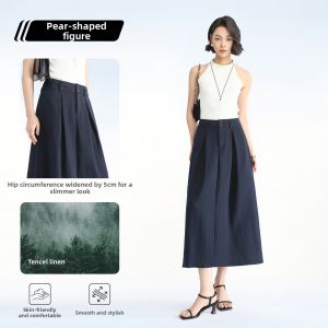 HIPPIE MISS | Boho Chic Flax A-Line Mid-Length Skirt