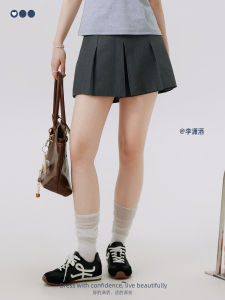 High Waist A-Line Pleated Mini Skirt Pants plus Size American Retro College Style Womens Fashion Spring Season Polyester Blend