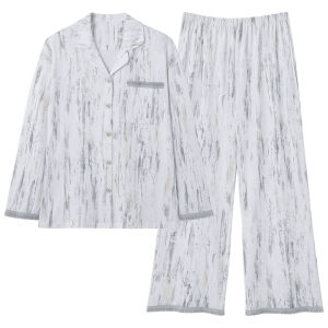 MiiOW | ชุดนอนผู้หญิงแขนยาวผ้าฝ้ายแท้ฤดูใบไม้ผลิและฤดูใบไม้ร่วง ชุดอยู่บ้านบาง ชุดนอนผ้าฝ้ายแท้สำหรับกลางแจ้ง ชุดนอนผู้หญิง MiiOW