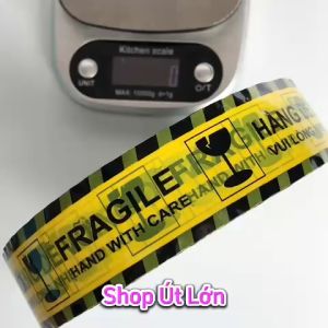 Combo 2 cuộn băng keo hàng dễ vỡ 500yard nặng 1kg rông 47cm lõi 5mm Mua từ 6 cuộn được kèm dao cắt.