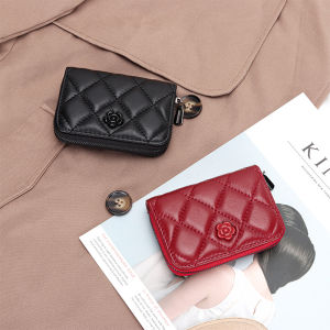Royal Bagger Women Card Holders Genuine Sheepskin Leather Fashion Wallet Zipper Purse Plaid Pattern Soft