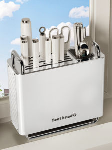 Kitchen Knife Holder Rack Multi-Function Carbon Steel Integrated Storage Shelf for Knives And Chopsticks Drying Function