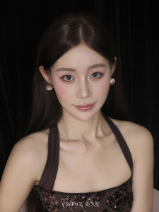 Vintage French Style Golden Mocha Cat Eye round Ball Earrings Fashionable Retro Feel Mixed Material Geometric Pattern for Women