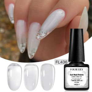 FOUR LILY 7ml Jelly Amber Gel Nail Polish Semi Permanent UV Gel Brown Translucent Gradient Leopard Print Nail Art Gel Varnishes