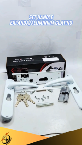 1 Set Handle Kunci Pintu Aluminium / Expanda Door Lock Glatino Warna Putih Kuat Tahan Lama Produk Original Glatino
