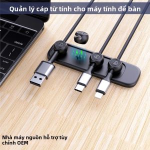 Bộ Quản Lý Cáp Từ Tính - 5 Thanh Giữ Dây Silicon Cho Cáp USB C Micro Dụng Cụ Đa Năng Để Bàn