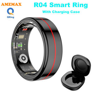 R04 Smart Ring Men Women With Charging CaseHeart Rate and Blood Oxygen Monitor5ATM WaterproofMulti-sport Mode For Android IOS