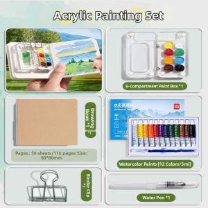 deli | Portable Walnut Watercolor Paint Box