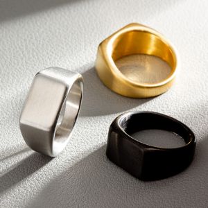 [A D]HNSP 316L Stainless Steel Ring For Men 2024 Smooth Rectangular Seal Rings Finger Jewelry Accessories