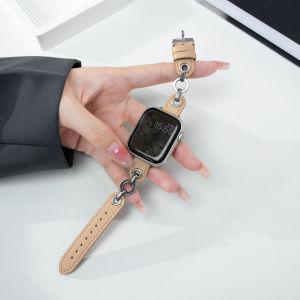 Creative Metal Splicing Leather Womens Watch Band Slim Version Uhada Apple Watch Strap iWatchs10 Quality Handchain Strap Suitable for Apple Smart Watch