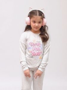 [Bộ nỉ BG dài tay 01 311] Bộ thu đông bé gái Bigfox Miss Meow phom Hàn Quốc kiểu dài tay chất nỉ da cá size đại trẻ em 35711 tuổi 40kg 50kg