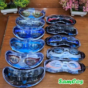Kính bơi người lớn có kèm hộp chống sương mù tia UV mạ điện kính độ nét cao SamCos