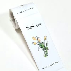 New Thank You Stickers Roll 50 Pieces/White Gift Box Sealing Decoration Label Sticker Ins Business Supplies Paper Products