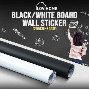SG PVC WHITEBOARD BLACKBOARD STICKER 200x60CM WHITE BLACK BOARD SHEET STICK WALL KIDS HOME OFFICE GIFT WRITING DRAWING MARKER PEN CHALKBOARD CHALK