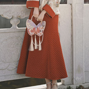 Red Thickened Fleece Lined New Chinese Style Qipao Autumn Winter Spring Festival Wedding Celebration Coat Womens Fashion Set