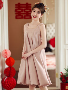 Engagement Wedding Dress Womens New Chinese Style Pregnant Cheongsam Wine Red Honor Dress Bride Marriage Morning Robe Summer