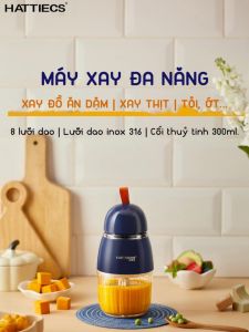 Máy xay đa năng hattiecs 8 lưỡi dao cối thuỷ tinh dung tích 300ml xay thịt rau củ quả xay đồ cho bé ăn dặm Máy Xay Nhỏ Gọn Dễ Vệ Sinh - Lazada