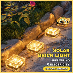 4LED Solar Brick Light Solar Ice Lights Waterproof Outdoor Brick Decoration in Garden Patio Yard Lawn Pool Warm white