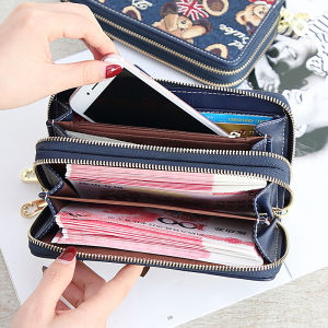 Long Zipper Large Capacity Wallet for Women Korean Style Student Personalized Print PU Leather Soft Surface Ladies Purse