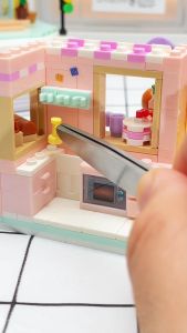 Mini Street View Block Little Shop Bricks Bakery House Building Block Birthday Gift Decoration Mini Cute City Ice Cream Shop Grocery Store Bricks 街景积木