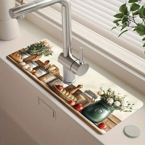 แผ่นรองกันน้ำอุดตันในอ่างล้างจาน VIKAMA แบบไม่ต้องใช้ฟองน้ำ ซึมซับน้ำได้ดี ป้องกันเชื้อรา แห้งเร็ว ทำจากไดอะตอมไมท์ สำหรับตกแต่งบ้าน