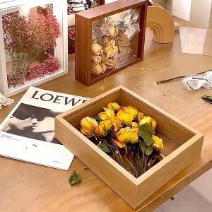[SG Stock]Wooden Frame Double-sided Transparent Art Display Box for Flower Specimen DIY Birthday Valentines Day Gift