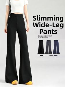 YAYANGREN | High Waist Slimming Wide Leg Pants for Short Girls Black