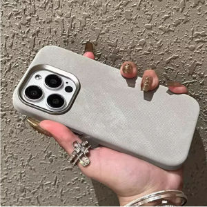 Premium Flannel Leather Texture Phone Case for  13 pro 14 pro Max Magsafe Magnetic Full Cover Anti-Fall for Men And Women