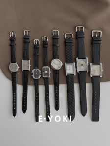 Mishali Leather Strap Watch for Women Elegant Silver Black Versatile Fashionable Quartz Movement Alloy Case Mineral Glass