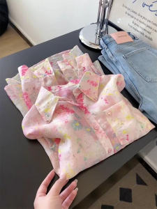 Áo Khoác Chống Nắng Họa Tiết Hoa Kiểu Pháp Cho Nữ Mùa Thu Mỏng Rộng Rãi Thiết Kế Cổ Polo Thường Ngày Chống Lão Hóa