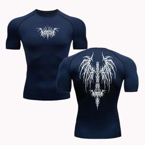 Mens Compression Quick Dry T-Shirt Gym Running High Sweat Absorbing Short Sleeve Summer Fitness Sweatshirt Elastic Tight Fit