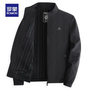 ROMON | Lormen Mens Casual Jacket Spring Autumn Style Stand Collar Windproof Coat Fashionable Urban Mid-aged Mens Business Leisure