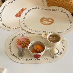 Modern Minimalist Bread Leather Dining Mat Heat Insulation Pad Luxury Office Desktop Mat High-End Feeling Styling Rectangular