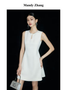 Thousand Dollars Style Rhinestone White Sleeveless Dress