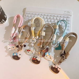 Japanese and Korean Ins Three-Dimensional Cartoon Pendant Hello Kitty Phone Case Portable Short Nylon Hand Rope Anti-Lost and Anti-Fall Cute Trending Women Car Keychain Headset Pendant Durable Portable Mobile Phone Lanyard
