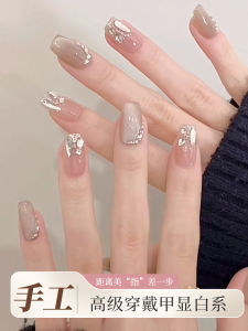Handmade Wearable Short Nail Art Pieces Finished Product High End Medium Long Wearable Nail Tips New Year Collection