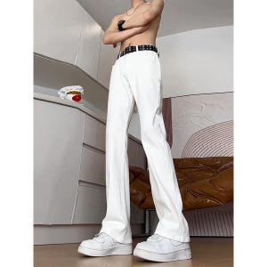 Ash Gray Mens Tapered Fit Jeans Skinny Stretch Trousers