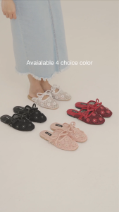 Dianable -  Kansa Flat Mules Wanita (Black - Maroon - Pink - Off White)