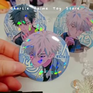Bandai | 58mm Link Click Cheng Xiaoshi Lu Guang Qiao Ling Cartoon Laser Badge Creative Anime Brooch Clothes Bag Decoration Cosplay Prop