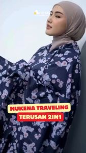 M-07 | Aneska Mukena Terusan Mini Pouch Traveling Parasut Korea Premium 2in1 Set Sajadah