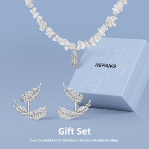 Versatile Luxe White Crystal Feather Necklace