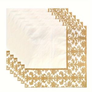 20/100Pcs  Golden Printing Napkins Cocktail Tissue Wedding Tableware Decoration Cleaning Supplies Christmas Party Supplies