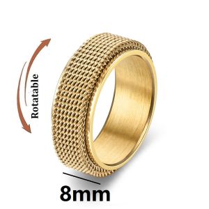 Anti-Stress Rotating Mesh Chain MenS Finger Ring Anxiety Relief Spinning Metal Spinner Fidget Ring Trendy Jewelry Anillos